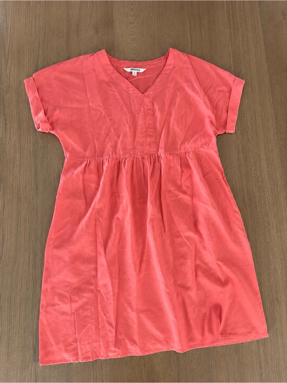Briggs New York Coral Linen-Blend V-Neck Dress with Pockets Women’s M